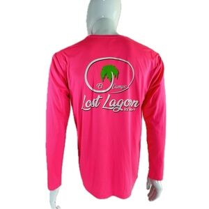 Men’s Neon Pink El Campo TX Lost Lagoon RV Resort Long Sleeve Fishing Tee